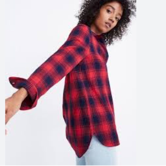 Madewell Flannel Ex-Boyfriend Shirt in Albion Plaid - Picture 1 of 6